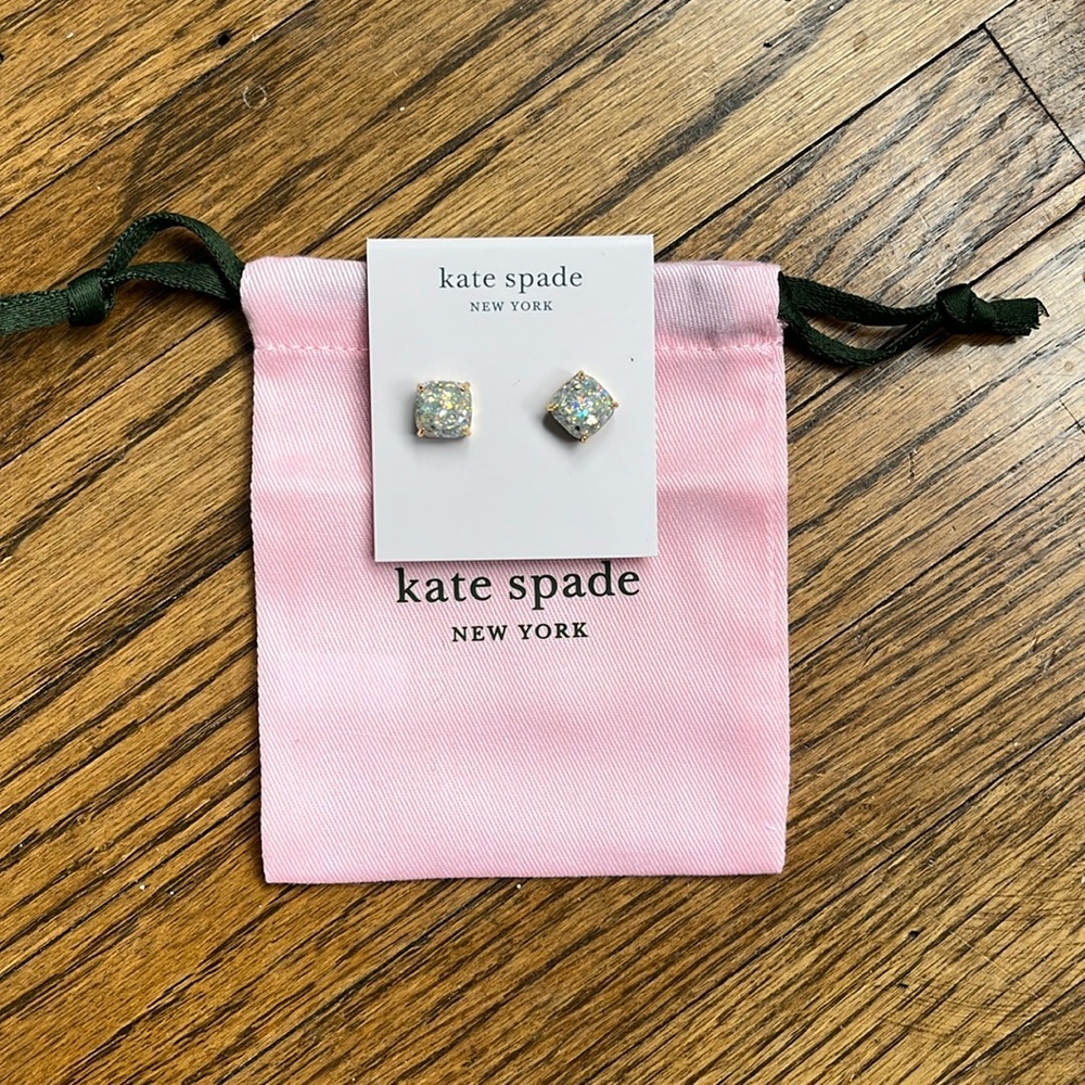 Kate Spade NWT Opal Shiny Sparkly Glitter Square Post Earring